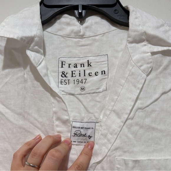 NWOT Frank & Eileen Linen Rose Button Up Shirt XS White Lightweight Coastal - Picture 4 of 11